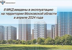 8 МКД введены в эксплуатацию на территории Московской области  в апреле 2024 года