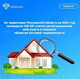 На территории Московской области за 2024 год проведено 438 631 учетно-регистрационное действие в отношении  объектов бытовой недвижимости