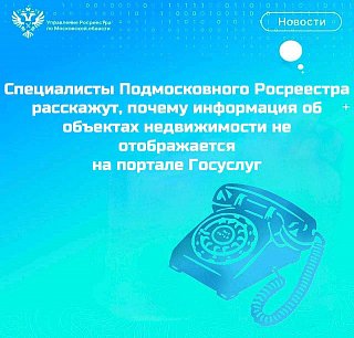 Специалисты Подмосковного Росреестра расскажут, почему информация об объектах недвижимости не отображается  на портале Госуслуг