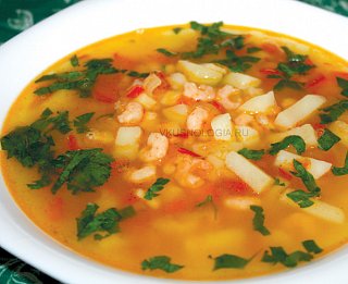 Китайский суп с креветками